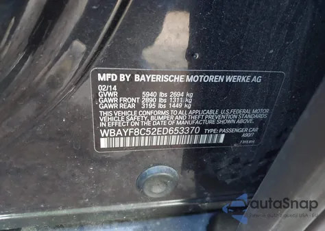 2014 BMW Alpina B7 xDrive z USA, uszkodzony, nr VIN WBAYF8C52ED653370